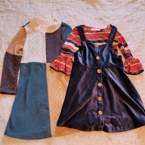 Size 5 Bonnie Jean Sweater Dress And Corduroy Dress. Fall Theme